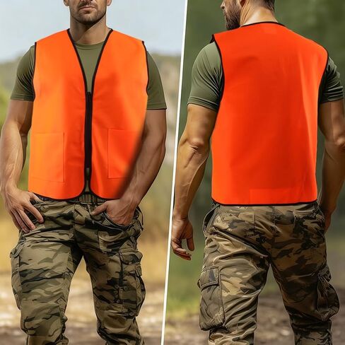 Orange Hunting Vest and Beanie with Pockets Blaze Orange Hunting Vest High Visibility Safety Vests for Fishing in Kuwait
