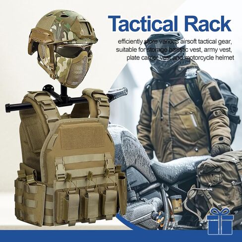 شماعة سترة مثبتة على الحائط معدات تكتيكية مع حامل عرض خوذة، رف معدات الشرطة الثقيلة، ملحقات حامل لوحة Airsoft، حامل درع الساموراي، تخزين معدات الدراجات النارية in Kuwait