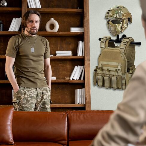 شماعة سترة مثبتة على الحائط معدات تكتيكية مع حامل عرض خوذة، رف معدات الشرطة الثقيلة، ملحقات حامل لوحة Airsoft، حامل درع الساموراي، تخزين معدات الدراجات النارية in Kuwait