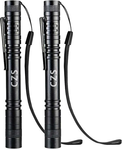 CZS Flashlight, 2 Pack Pen Light, Small Flashlights High Lumens, Battery-Powered LED Flashlight by 2AAA Battery, Waterproof Pocket Flashlights for Work, Emergency (Battery Not Included) in Saudi Arabia