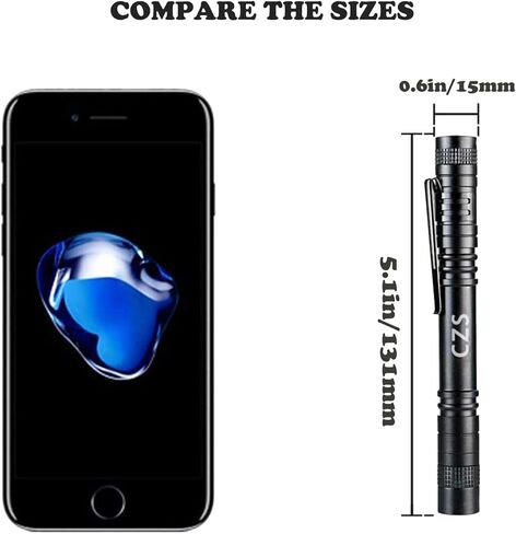 CZS Flashlight, 2 Pack Pen Light, Small Flashlights High Lumens, Battery-Powered LED Flashlight by 2AAA Battery, Waterproof Pocket Flashlights for Work, Emergency (Battery Not Included) in Saudi Arabia