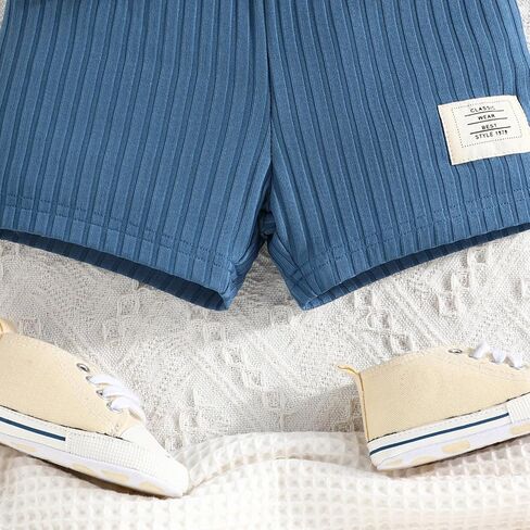 Short Sleeve Top and Shorts Set for Boys, Soft 2 Piece Blue Outfits for Parties and Daily Wear in Saudi Arabia