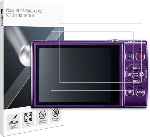واقي شاشة من الزجاج المقسى لكاميرا Canon PowerShot ELPH 360 HS & IXUS 285 HS الرقمية شاشة 3 بوصات مضادة لبصمات الأصابع 9H+ صلابة مع تقوية الألومنيوم [عبوة من قطعتين] (شفاف) in Kuwait