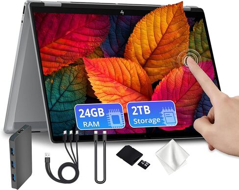 كمبيوتر محمول HP OmniBook X Flip 14 بوصة 2K بشاشة لمس 2 في 1، AMD Ryzen AI 7 350، 24 جيجابايت LPDDR5X، تخزين 3 تيرابايت (2 تيرابايت SSD+1 تيرابايت محطة إرساء)، AMD Radeon 860M، لوحة مفاتيح بإضاءة خلفية، Wi-Fi 6E، Win 11 Pro، فضي in Kuwait