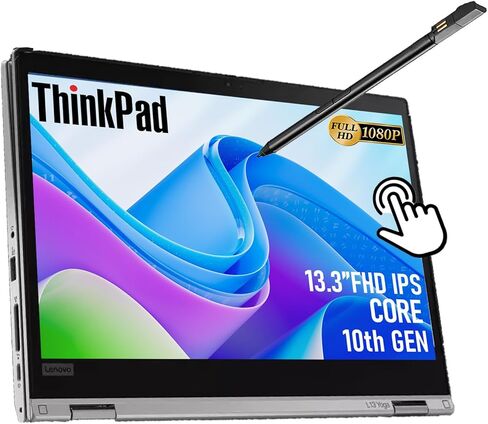 لينوفو ثينك باد L13 يوجا 2 في 1 كمبيوتر محمول 13.3 بوصة فل اتش دي لمس، انتل كور i5-10310U، 8 جيجا DDR4 رام 512 جيجا اس اس دي، بصمة الإصبع، ويندوز 11 برو (متجدد) in Kuwait