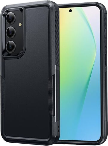 حافظة FNTCASE لهاتف Samsung Galaxy S25: غطاء واقٍ للهاتف الخلوي بطبقة مزدوجة شديدة التحمل مقاوم للصدمات ومتين مع نسيج غير قابل للانزلاق - ممتص الصدمات العسكري للحماية من السقوط - 2025، 6.2 بوصة (أسود) in Saudi Arabia