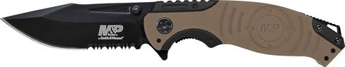 Smith & Wesson M&P SWMP13GLS 8.2 بوصة سكين عالي الكربون SS قابل للطي مع شفرة مشبك مسننة 3.5 بوصة ومقبض ألومنيوم للتكتيكية والبقاء وEDC in Kuwait
