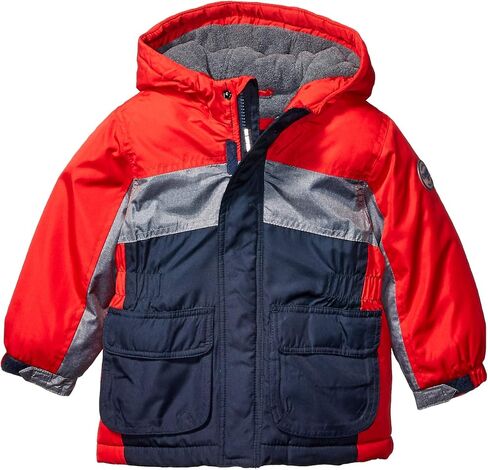 OSHKOSH B'GOSH Toddler Little Boys' Heavyweight Colorblock Puffer Coat, Grey Marble/White Red Blue, 3T in Saudi Arabia