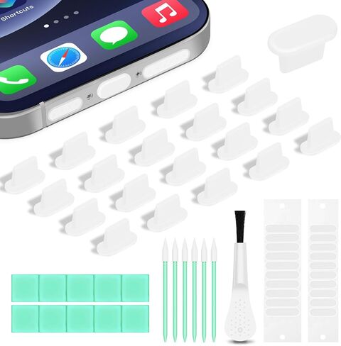 Silicone Lightning Dust Plug with Phone Speaker Cover,5-in-1 31 Pack iPhone Charging Port Cover Cleaning Kit,Anti Dust Plug,Lightning Port Dust Plug Compatible with iPhone 14,13,12,11 & Air Pods in Saudi Arabia