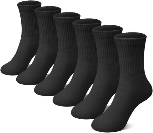 6 Pairs Kids Crew Socks Boys Girls Unisex Athletic Classics Cotton School Uniform Striped Socks in Saudi Arabia