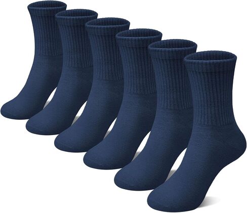 6 Pairs Kids Crew Socks Boys Girls Unisex Athletic Classics Cotton School Uniform Striped Socks in Saudi Arabia
