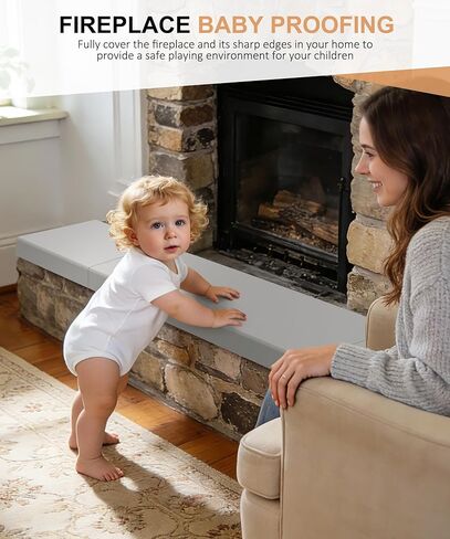 مدفأة الطفل التدقيق 80 ''، وسادة الموقد الحرس الزاوية لإثبات الطفل، رغوة الذاكرة الطوب مكان الحريق الوفير حامي وسادة مقعد لينة للأطفال الرضع الأطفال الصغار، رمادي in Kuwait