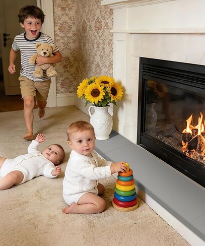 مدفأة الطفل التدقيق 80 ''، وسادة الموقد الحرس الزاوية لإثبات الطفل، رغوة الذاكرة الطوب مكان الحريق الوفير حامي وسادة مقعد لينة للأطفال الرضع الأطفال الصغار، رمادي in Kuwait