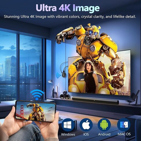 MpioLife 4K Wireless Display Adapter, Plug & Play, HDMI Dongle 5G+2.4G Wireless Screen Mirroring Cast from Smartphone Tablet Laptop PC to HDTV/Monitor/Projector, Support AirPlay DLNA Miracast in Saudi Arabia