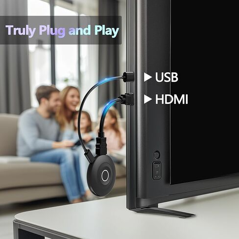 MpioLife 4K Wireless Display Adapter, Plug & Play, HDMI Dongle 5G+2.4G Wireless Screen Mirroring Cast from Smartphone Tablet Laptop PC to HDTV/Monitor/Projector, Support AirPlay DLNA Miracast in Saudi Arabia