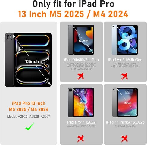 حافظة لجهاز iPad Pro 13 بوصة M5 2025 / M4 2024، Auorld لجهاز iPad Pro 13 بوصة M5 2025 مع واقي شاشة، حامل قلم رصاص بحامل كتف دوار 360 درجة، أرجواني نعناعي in Kuwait