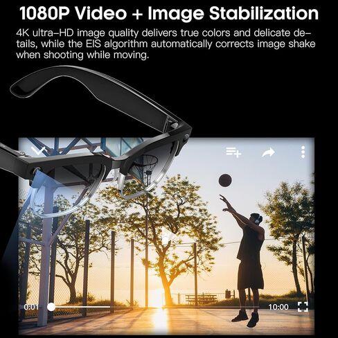 نظارات ذكية بتقنية الذكاء الاصطناعي مع كاميرا بدقة 8 ميجابكسل وفيديو عالي الدقة بدقة 1080 بكسل وصور بدقة 4K، ونظارات شمسية لتسجيل الصوت مع ترجمة الذكاء الاصطناعي في الوقت الحقيقي، وصوت مفتوح للأذن، ومساعد صوتي، ونظارات بلوتوث بقدرة 290 مللي أمبير في الساع in Kuwait