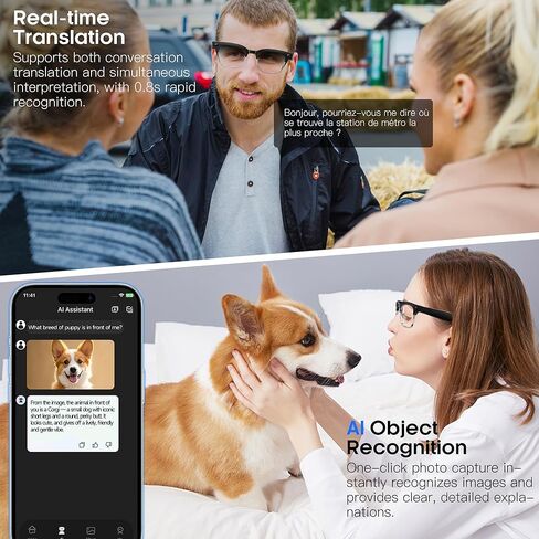نظارات ذكية بتقنية الذكاء الاصطناعي مع كاميرا بدقة 8 ميجابكسل وفيديو عالي الدقة بدقة 1080 بكسل وصور بدقة 4K، ونظارات شمسية لتسجيل الصوت مع ترجمة الذكاء الاصطناعي في الوقت الحقيقي، وصوت مفتوح للأذن، ومساعد صوتي، ونظارات بلوتوث بقدرة 290 مللي أمبير في الساع in Kuwait