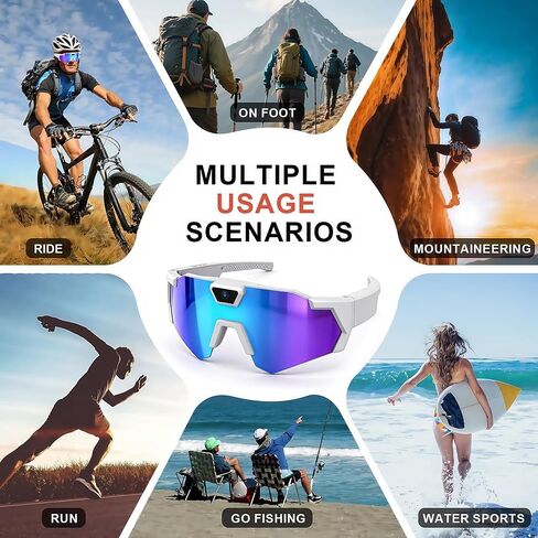 نظارات شمسية بيسبول بدقة 4K HD مع كاميرا، زجاج ذكي لتسجيل الأنشطة الخارجية والصوت والفيديو للرجال والنساء ورياضات الحركة لركوب الدراجات والمشي لمسافات طويلة (بدون بطاقة ذاكرة) in Kuwait