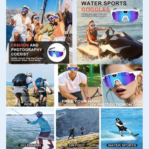 نظارات شمسية بيسبول بدقة 4K HD مع كاميرا، زجاج ذكي لتسجيل الأنشطة الخارجية والصوت والفيديو للرجال والنساء ورياضات الحركة لركوب الدراجات والمشي لمسافات طويلة (بدون بطاقة ذاكرة) in Kuwait