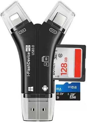 قارئ بطاقة SD لجهاز iPhone/iPad/Android/Mac/Computer/Camera ، 4 in1 Micro SD Card Reader Camera Viewer ، محول SDCARD لبطاقات الذاكرة المحمولة لبطاقات SD & TF (أبيض) in Kuwait
