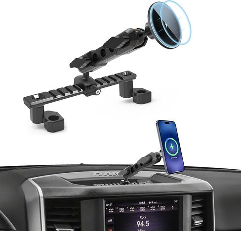 حامل هاتف Dash متوافق مع 2019+ RAM Truck 1500/2500/3500 وملحقات TRX (غير مناسبة لمركبة RAM الكلاسيكية)، حامل هاتف Magsafe قابل للتعديل على نطاق واسع لسلسلة iPhone 12-17 in Kuwait