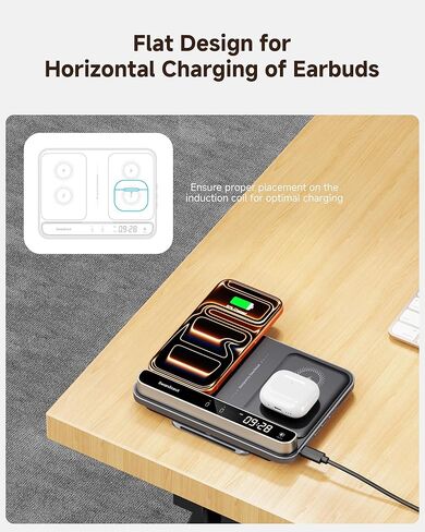 Dual Phone Charger, Wireless Charger for iPhone 17/16/15/14/13/12 Series, for Apple Watch 11/10/9/8/7/Ultra 3/SE 3, for AirPods 4/Pro 3/Pro 2, SwanScout 710A in Kuwait