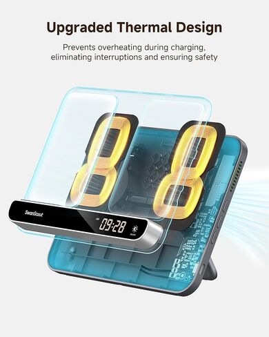 Dual Phone Charger, Wireless Charger for iPhone 17/16/15/14/13/12 Series, for Apple Watch 11/10/9/8/7/Ultra 3/SE 3, for AirPods 4/Pro 3/Pro 2, SwanScout 710A in Kuwait