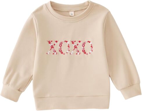 Baby Girl Valentine's Day Sweatshirt Toddler Cute XOXO Flower Graphic Pullover Lightweight Long Sleeve Shirt Tops in Saudi Arabia