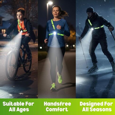 Running Lights for Runners 800 Lumens High Visibility Chest torch for running with Rear Light 120° Adjustable Beam Angle 7LEDs 360° Reflective Vest Dust Waterproof Night Walking Valentine’s Day Gift in Saudi Arabia