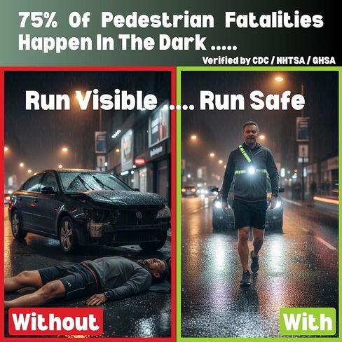 Running Lights for Runners 800 Lumens High Visibility Chest torch for running with Rear Light 120° Adjustable Beam Angle 7LEDs 360° Reflective Vest Dust Waterproof Night Walking Valentine’s Day Gift in Saudi Arabia
