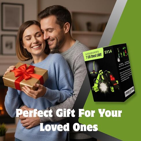 Running Lights for Runners 800 Lumens High Visibility Chest torch for running with Rear Light 120° Adjustable Beam Angle 7LEDs 360° Reflective Vest Dust Waterproof Night Walking Valentine’s Day Gift in Saudi Arabia