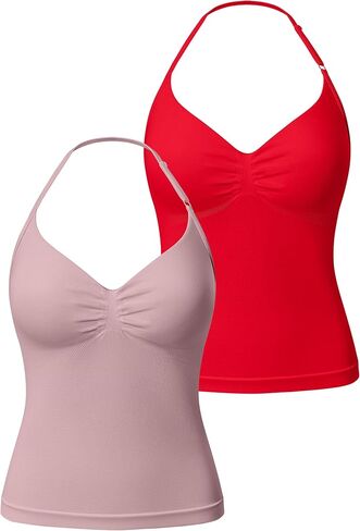 OQQ Women’s Longline Strappy Sports Bra Workout Top with Built-in Bra Soft Stretch Gym Top 2 Pack in Saudi Arabia