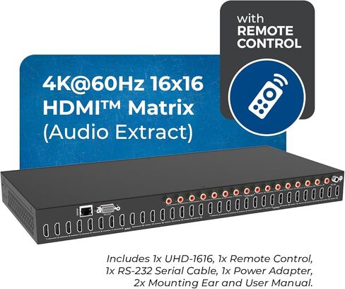 OREI 16x16 HDMI Matrix Switch – 4K@60Hz 18Gbps, HDR10+/Dolby Vision, 4K-to-1080p Downscaling, Audio Extraction, ARC Support, EDID Management, LAN/RS232/IR Control in Saudi Arabia