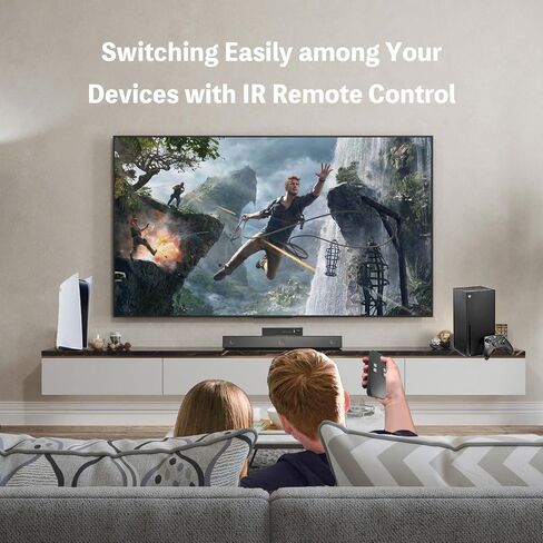 HDMI Switch 4 in 1 Out 8K 120Hz 4K HDMI 2.1 Switcher/Splitter 4 in 1 Out with Remote, 4 Port Hub for Gaming PS5 Xbox TV Monitor - Ultra HD HDR 1080P 3D in Saudi Arabia