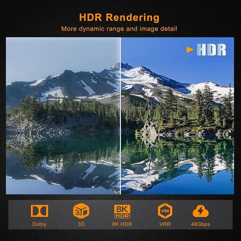 HDMI Switch 5 in 1 Out, 8K@60Hz 4K@240Hz HDMI 2.1 Splitter, 48Gbps Ultra HDMI Switcher with Remote, Supports 3D/HDR10+/HDCP2.3, Compatible with PS5/4 Xbox Nintendo Switch Apple TV Roku Fire Stick in Saudi Arabia