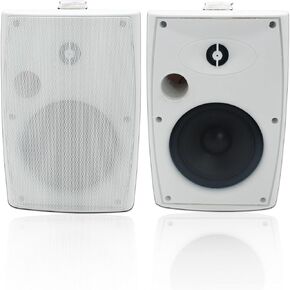 STUDIOFINIX 6.5 Inch 400W Outdoor Speakers Wired Waterproof Passive with Powerful Bass, Wall Mount Speakers for Patio Garden Poolside Home(Pair,White) in Kuwait