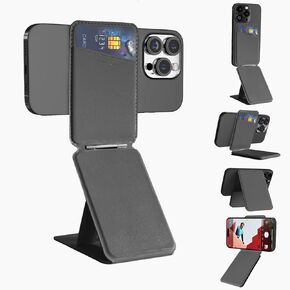 حامل ثلاثي القوائم مغناطيسي للهاتف 3 في 1 وعصا سيلفي لهاتف iPhone17 pro max، متوافق مع MagSafe، متعدد الزوايا، محمول، حامل بطاقة NFC/حجب RFID، حلقة مغناطيسية لهاتف Samsung (أسود) in Kuwait