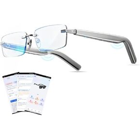 نظارات بلوتوث ذكية AI للرجال والنساء مع دردشة GPT، نظارات ترجمة مع 115 لغة وعدسة حجب الضوء الأزرق بدون إطار، مكالمات بدون استخدام اليدين، حماية داخلية لموسيقى Iphone Android in Kuwait