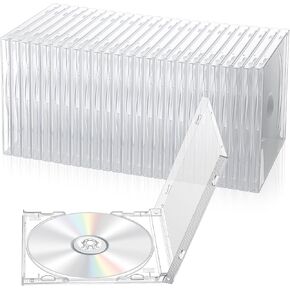 25 PCS CD Jewel Cases 10.4 mm Clear Empty CD Cases Acrylic Blank CDs Jewel Storage Case with Assembled Tray for Home, Office, School CDs DVDs Protection and Replacemen in Saudi Arabia