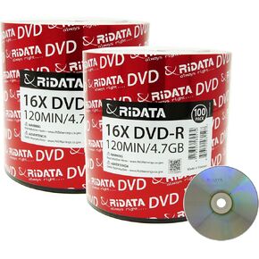 200 حزمة Ridata DVD-R 16X 4.7GB 120 دقيقة شعار فضي علوي بيانات فارغة وسائط فيديو قابلة للتسجيل in Kuwait
