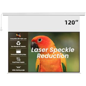 100" PureVision Motorized Projector Screen with Laser Speckle Reduction for Long Throw Projectors,Auto-Sync Movie Screen 4K/8K UHD Ready,20" Adjustable Drop and Black Backing for Enhanced Contrast in Saudi Arabia