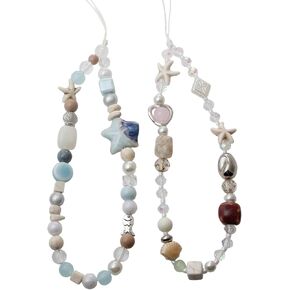 قطعتان من حبل الهاتف على طراز الشاطئ مع خرز اللؤلؤ، حزام معصم لطيف للهاتف والكاميرا، سحر عالمي للنساء والفتيات in Kuwait