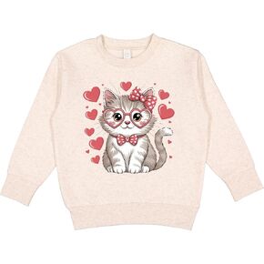 inktastic Cute Cat with Heart Glasses and Bow Toddler Sweatshirt in Saudi Arabia