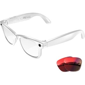 نظارات ذكية بتقنية الذكاء الاصطناعي مع كاميرا بدقة 8 ميجابكسل، فيديو بدقة 4K وصور عالية الدقة، صوت بلوتوث، مساعد صوت بتقنية الذكاء الاصطناعي، ترجمة فورية، التعرف على الكائنات، مكالمات إلغاء الضوضاء، عدسات فوتوكروميك + 2 نظارات شمسية in Kuwait