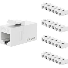 iwillink RJ45 Cat6 Keystone Coupler 25-Pack, Female to Female Cat6 Keystone Jack, UTP Keystone Coupler Insert,Keystone Jack, White in Saudi Arabia
