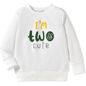 Toddler Boy 2nd Birthday Outfits Im Two Cute Sweatshirt 2 Year Old Birthday Boy Sweatshirt (US, Age, 2 Years, White) in Saudi Arabia