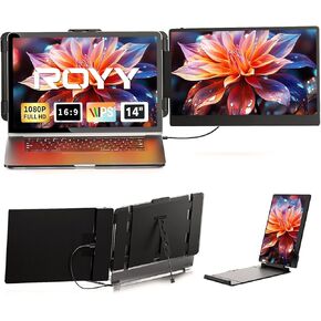 موسع شاشة الكمبيوتر المحمول - شاشة كمبيوتر محمولة مقاس 14 بوصة FHD 1080P IPS لأجهزة الكمبيوتر المحمولة، وشاشة سفر مزدوجة لأجهزة الكمبيوتر المحمولة مقاس 13-17 بوصة مع منفذ USB-C/HDMI، التوصيل والتشغيل لنظام التشغيل Windows/Mac/Android/Switch/PS in Saudi Arabia