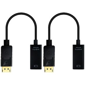 2 × محول DisplayPort أسود إلى HDMI 4K منفذ DisplayPort أحادي الاتجاه، موصل DisplayPort مطلي بالذهب يوصل جهاز كمبيوتر أو كمبيوتر محمول أو أجهزة مزودة بمنفذ DisplayPort إلى شاشة أو تلفزيون مع منفذ HDMI بواسطة YTXXDEUS in Kuwait