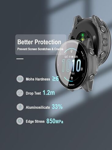 [عبوة من 3 عبوات حافظة حماية شاشة شفافة لجهاز Garmin Forerunner 570 47 مم، غطاء حماية كامل مع زجاج مقسى مدمج 9H و4 مقابس غبار من السيليكون، هيكل صلب من البولي كربونات، حماية كاملة للجري، صالة الألعاب الرياضية in Kuwait